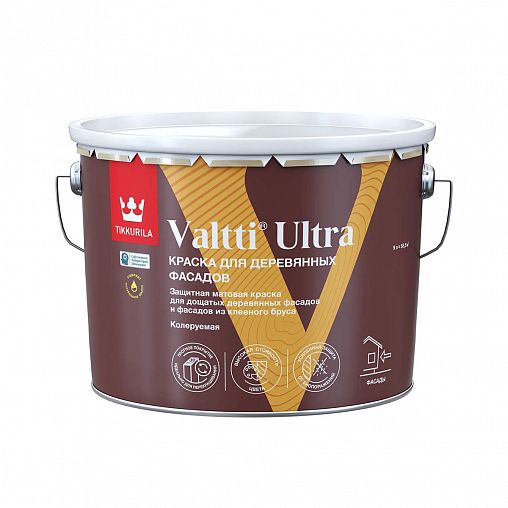 Краска для деревянных фасадов VALTTI ULTRA A мат 9л Tikkurila Россия