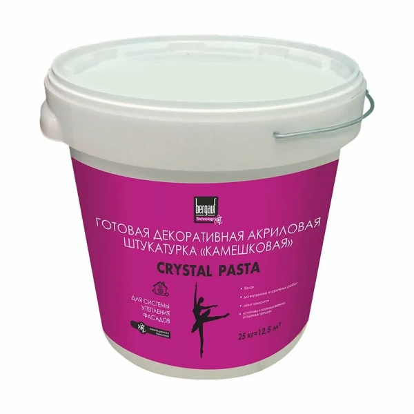 Бергауф Crystal Pasta готовая декоративная акриловая штукатурка с фактурой камешковая1-1,5 мм,25кг