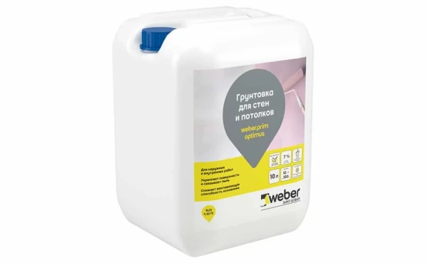 вебер.прим оптимус 10л. Грунтовка для стен и потолков цвет Розовый