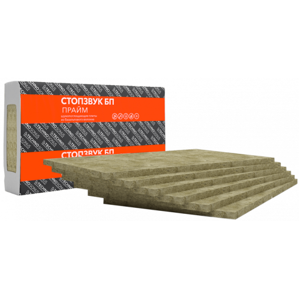 Плита звукопоглощающая СтопЗвук БП Прайм (1м х 0,6м х 27мм) 8шт. 4,8м2 Техносонус для стен, перегородок и потолков