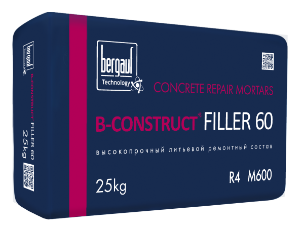 Бергауф Литьевой ремонтный состав B-CONSTRUCT FILLER 60 ДЛЯ НАРУЖНЫХ И ВНУТРЕННИХ РАБОТ